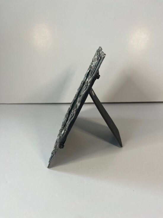 1990s Pewter Hearts and Stars Frame Geometric Celestial Embossed Vintage Decor - Picture 3 of 9